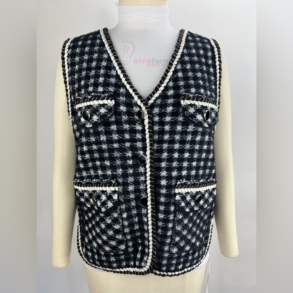 Classic Black & White Houndstooth Vest